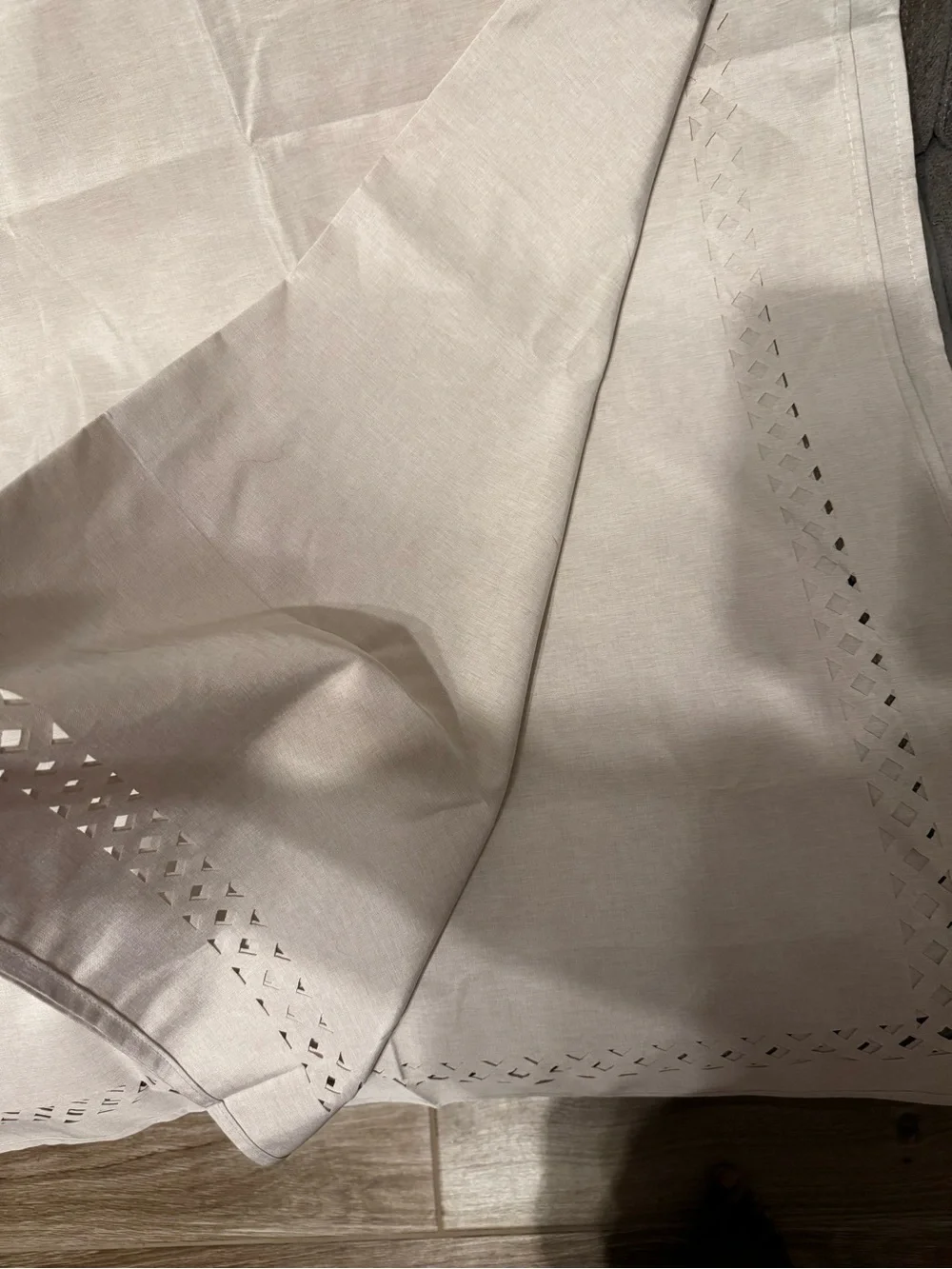 Beige Cutwork Cotton Tablecloth - Elegant Dining Linen